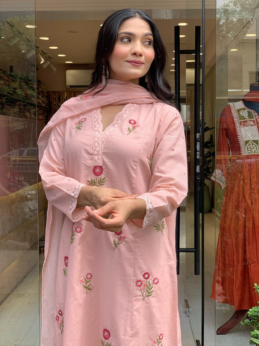 Pure Cotton Kurta and Pants with Dupatta