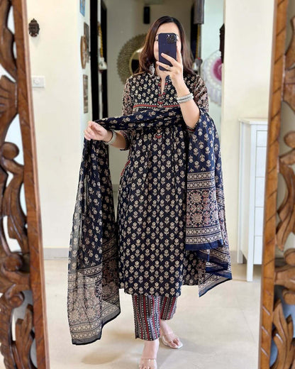 Pure Cotton Kurta and Pants with Dupatta
