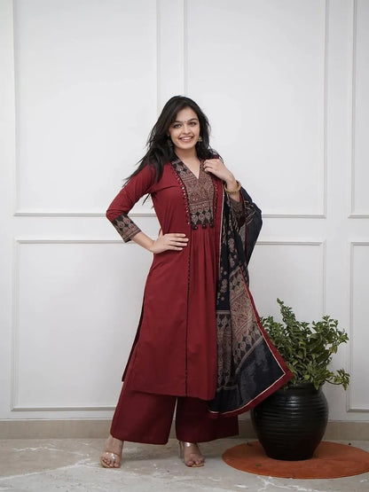 Pure Cotton Kurta and Pants with Dupatta