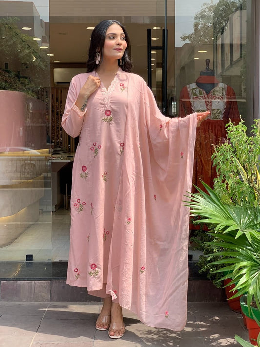 Pure Cotton Kurta and Pants with Dupatta