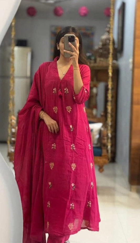 Pure Cotton Kurta and Pants with Dupatta