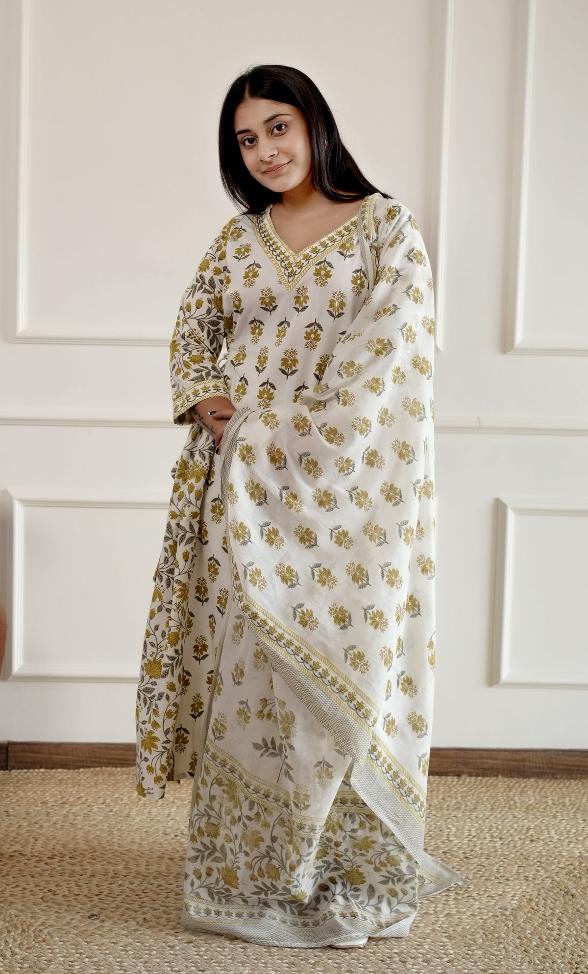 Pure Cotton Kurta and Pants with Dupatta