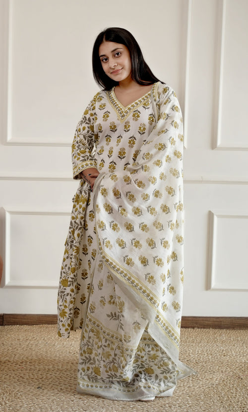 Pure Cotton Kurta and Pants with Dupatta